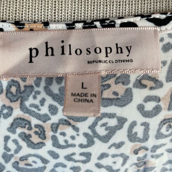 Philosophy Leopard Print Sleeveless Blouse Top Size L EUC - Picture 4 of 5